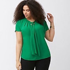 Kelly green Lane Bryant Tie front blouse